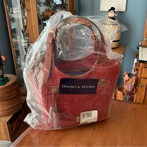 Dooney & Bourke Red Pebble Leather Maddie Shoulder Bag Tote NWT